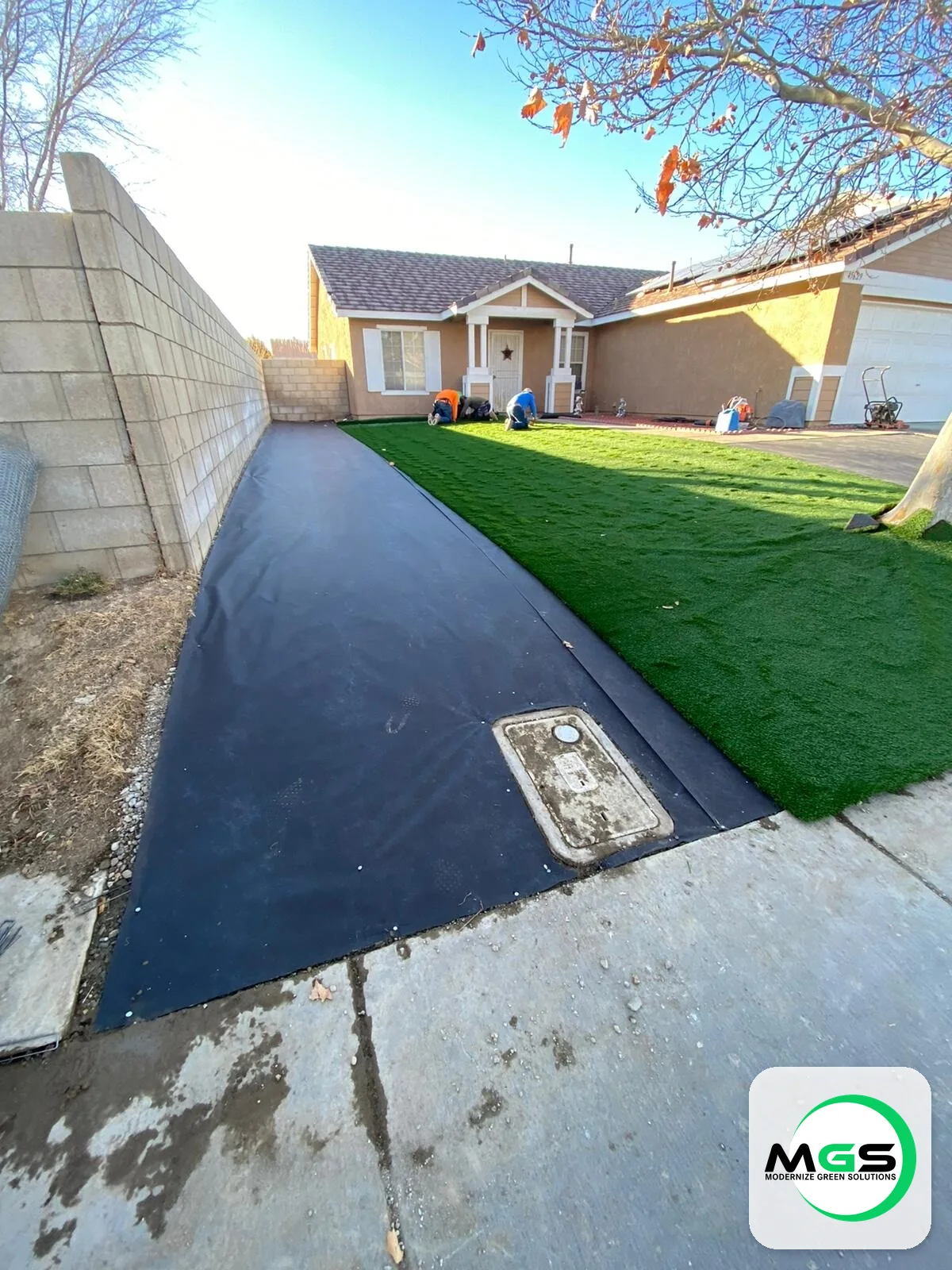 Artificial turf and walkway landscaping project